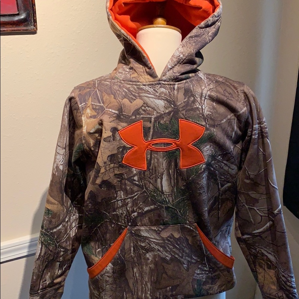 UnderArmour  Boys Camo/Orange Hoodie | Size L |